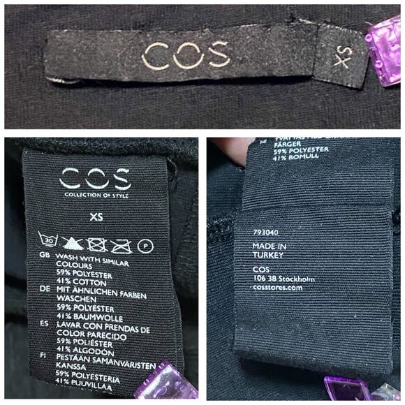 COS Textured Short Sleeve Black Dress Size XS - Picture 3 of 10